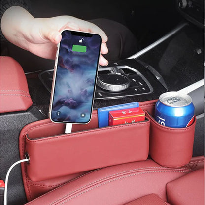 🔥HOT SALE 45% OFF 💖Car Leather Cup Holder Gap Filler Oragnizer Bag [Universal Fitment]